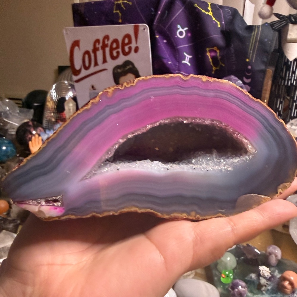 Druzy Pink, Purple & Grey Crystal Geod - Picture 3 of 7